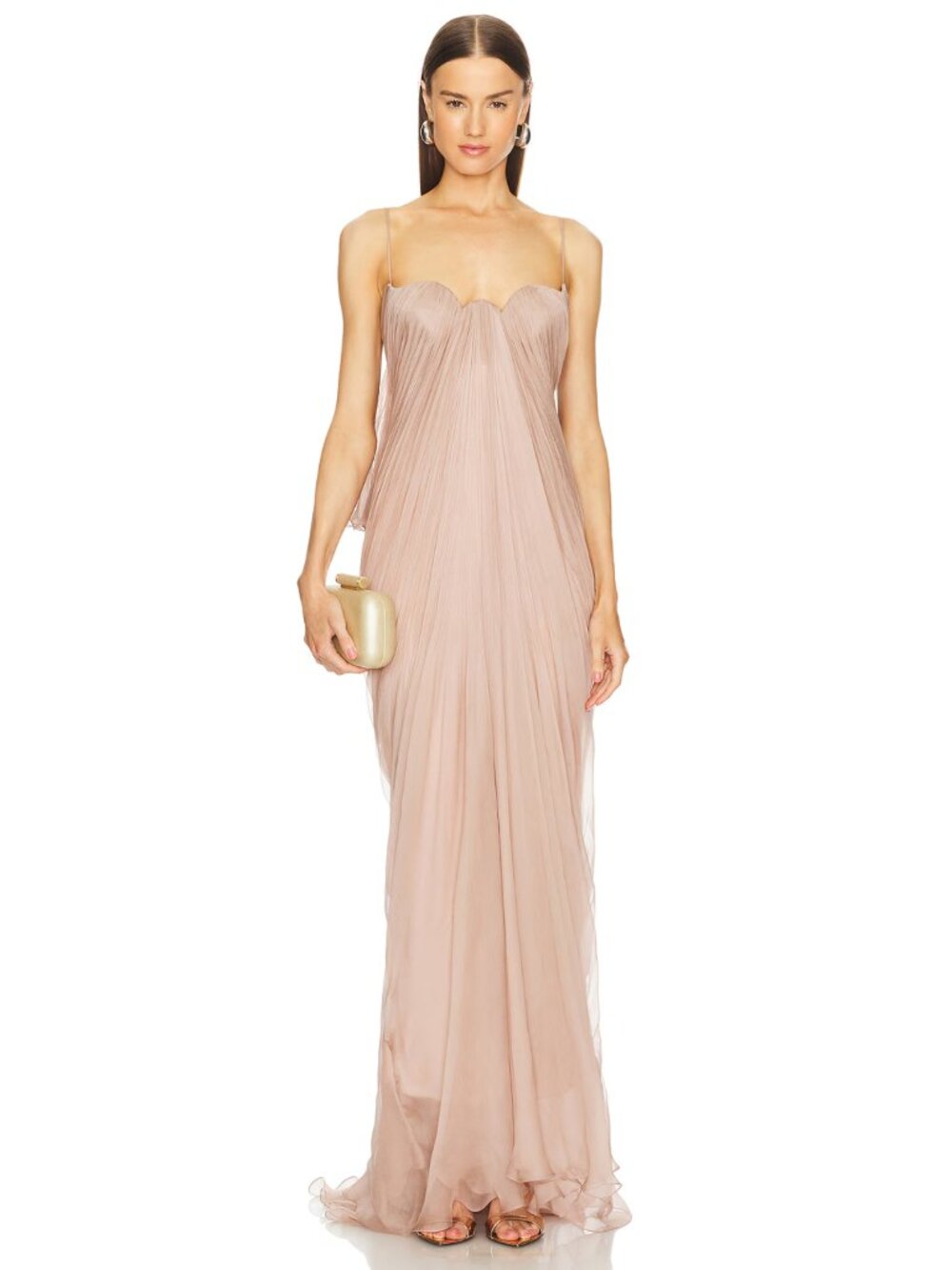 Maria Lucia Hohan Alaya Blush Plisse Corset Gown Size 38/6 NWT